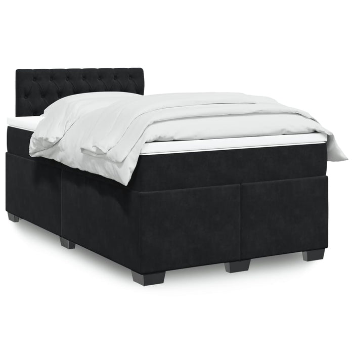 Pat box spring cu saltea, negru, 120x190 cm, catifea WALTI