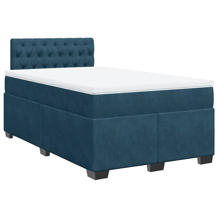 Pat box spring cu saltea, albastru închis, 120x190 cm, catifea - WALTI WALTI