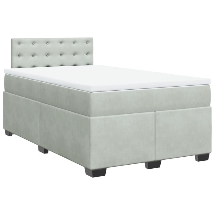 Pat box spring cu saltea, gri deschis, 120x190 cm, catifea - WALTI WALTI