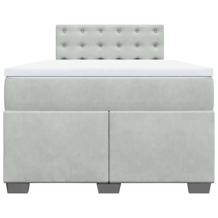 Pat box spring cu saltea, gri deschis, 120x190 cm, catifea - WALTI WALTI
