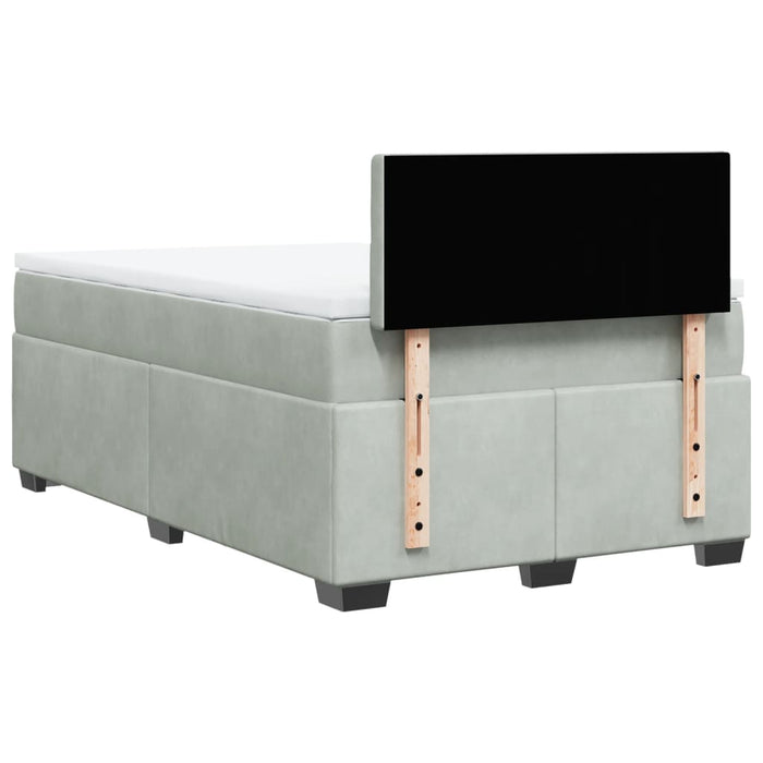 Pat box spring cu saltea, gri deschis, 120x190 cm, catifea - WALTI WALTI