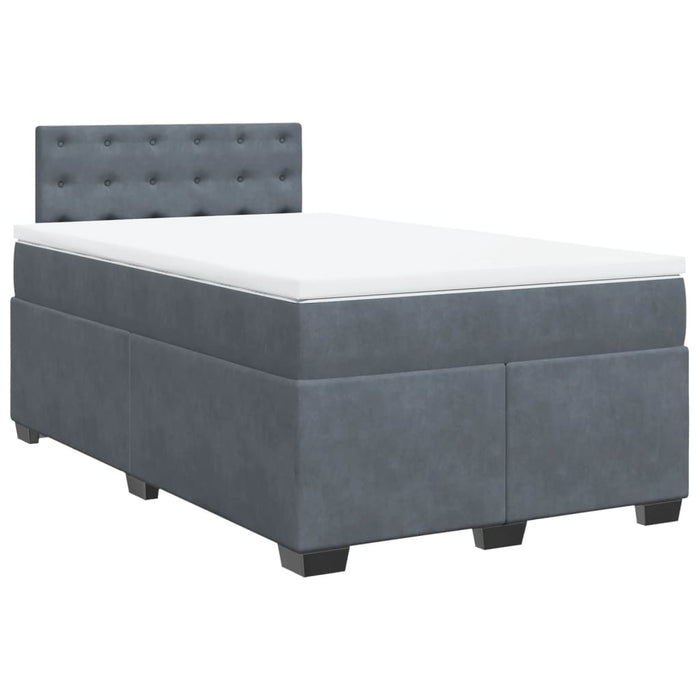 Pat box spring cu saltea, gri închis, 120x190 cm, catifea - WALTI WALTI