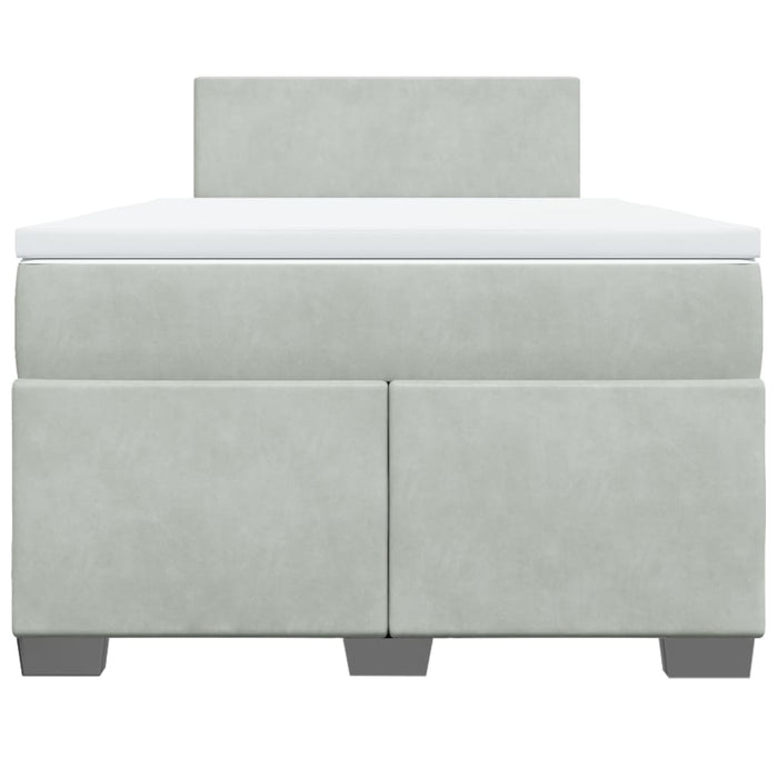 Pat continental cu saltea, gri deschis, 120x200 cm, catifea - WALTI WALTI