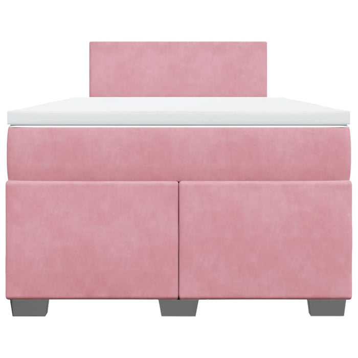 Pat box spring cu saltea, roz, 120x200 cm, catifea - WALTI WALTI