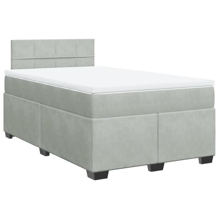 Pat continental cu saltea, gri deschis, 120x200 cm, catifea - WALTI WALTI