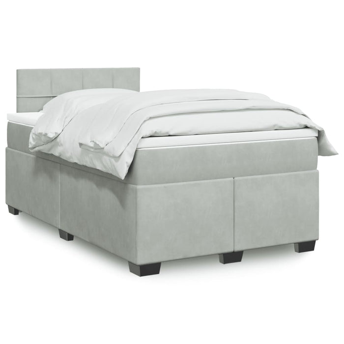 Pat continental cu saltea, gri deschis, 120x200 cm, catifea - WALTI WALTI