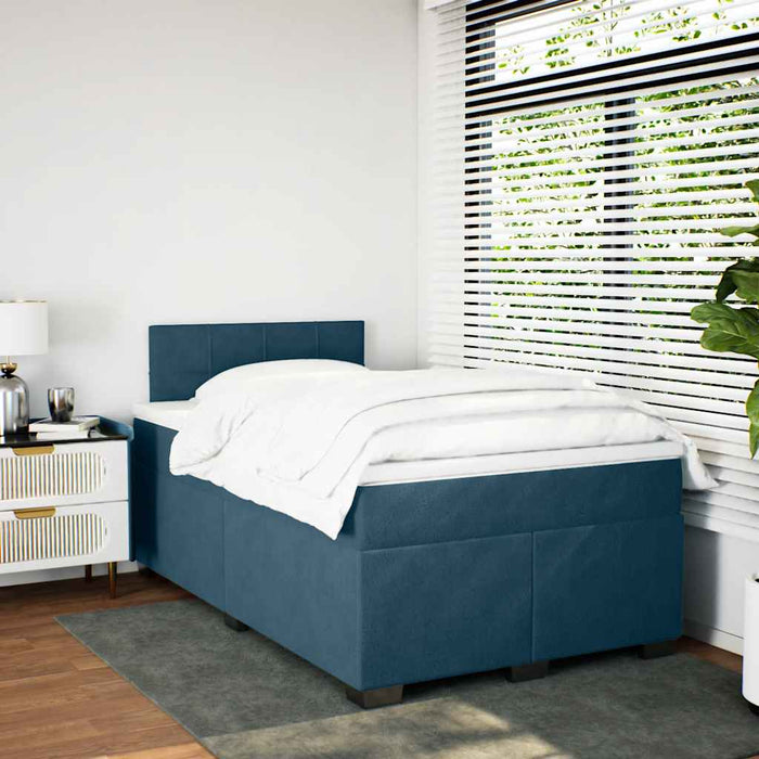 Pat box spring cu saltea, albastru închis, 120x200 cm, catifea - WALTI WALTI