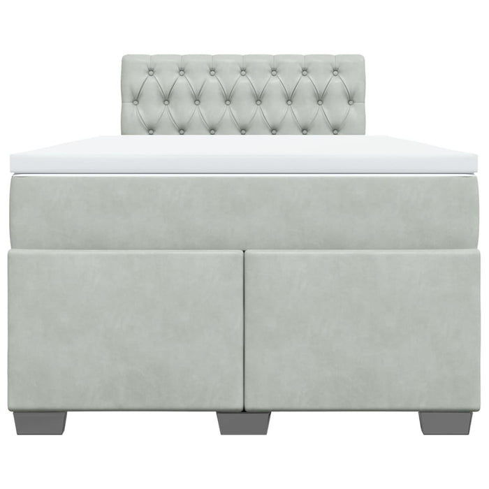 Pat continental cu saltea, gri deschis, 120x200 cm, catifea - WALTI WALTI