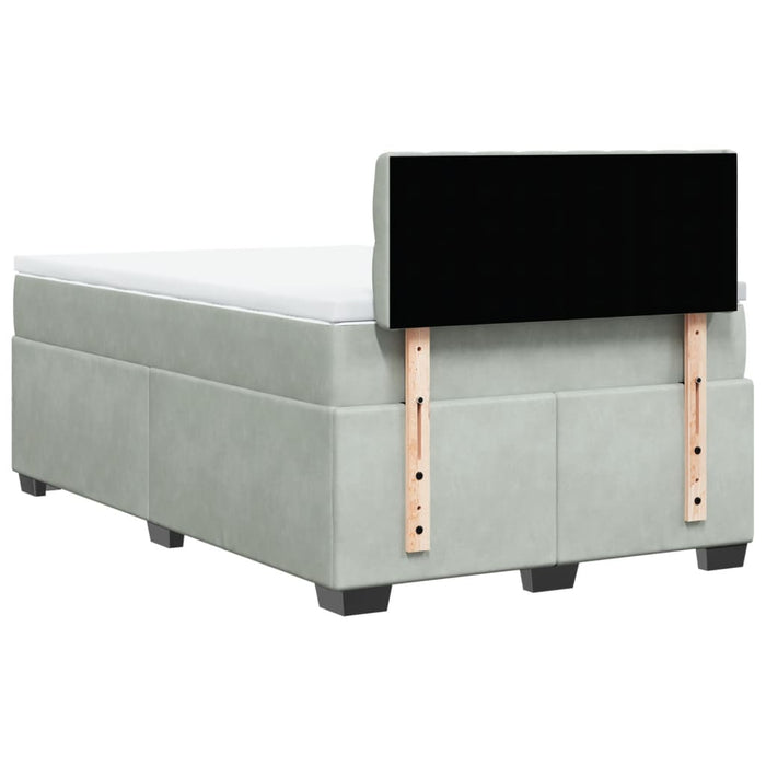 Pat continental cu saltea, gri deschis, 120x200 cm, catifea - WALTI WALTI