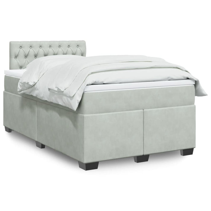 Pat continental cu saltea, gri deschis, 120x200 cm, catifea - WALTI WALTI