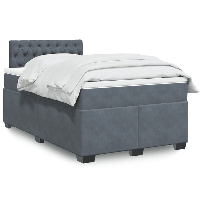 Pat box spring cu saltea, gri închis, 120x200 cm, catifea - WALTI WALTI