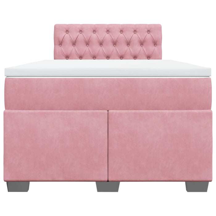 Pat box spring cu saltea, roz, 120x200 cm, catifea - WALTI WALTI