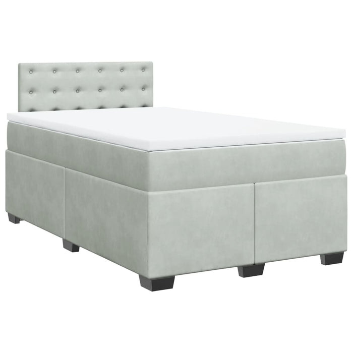 Pat continental cu saltea, gri deschis, 120x200 cm, catifea - WALTI WALTI