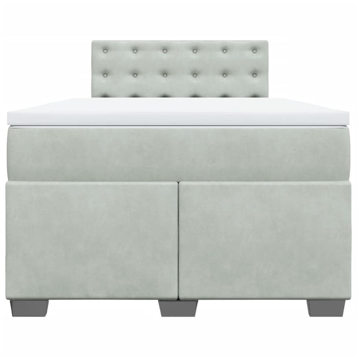 Pat continental cu saltea, gri deschis, 120x200 cm, catifea - WALTI WALTI