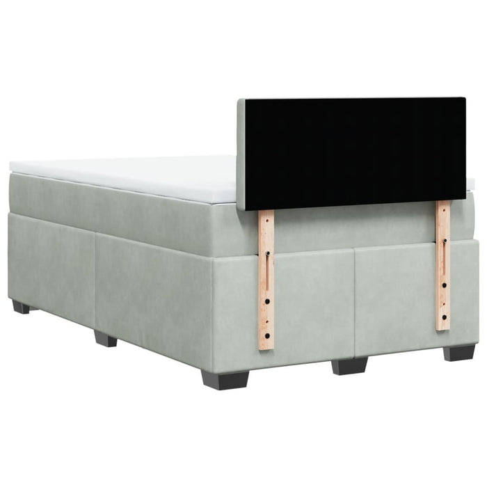 Pat continental cu saltea, gri deschis, 120x200 cm, catifea - WALTI WALTI