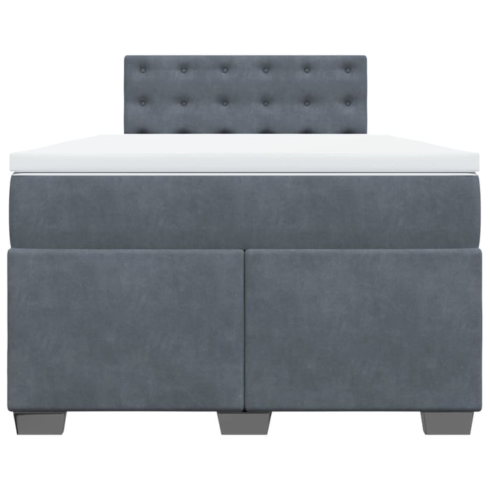 Pat box spring cu saltea, gri închis, 120x200 cm, catifea WALTI
