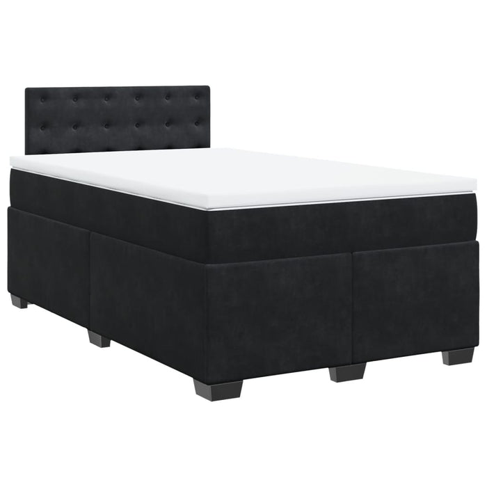 Pat box spring cu saltea, negru, 120x200 cm, catifea WALTI