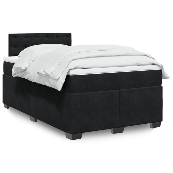 Pat box spring cu saltea, negru, 120x200 cm, catifea WALTI