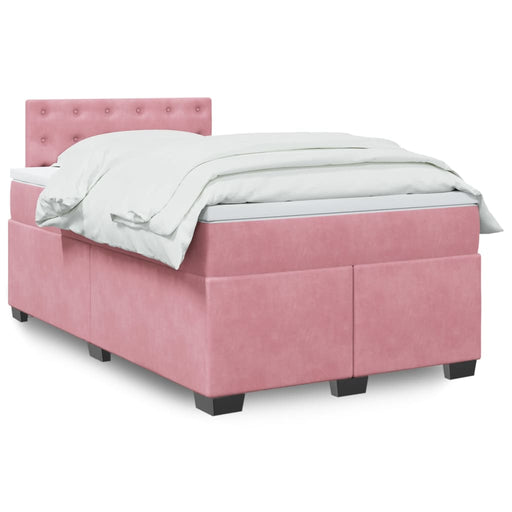 Pat box spring cu saltea, roz, 120x200 cm, catifea - WALTI WALTI