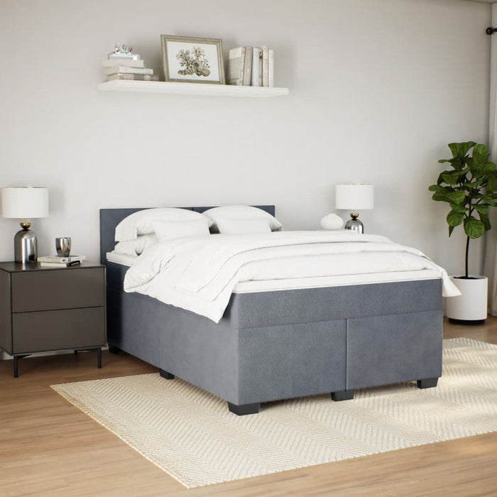 Pat box spring cu saltea, gri închis, 140x190 cm, catifea - WALTI WALTI