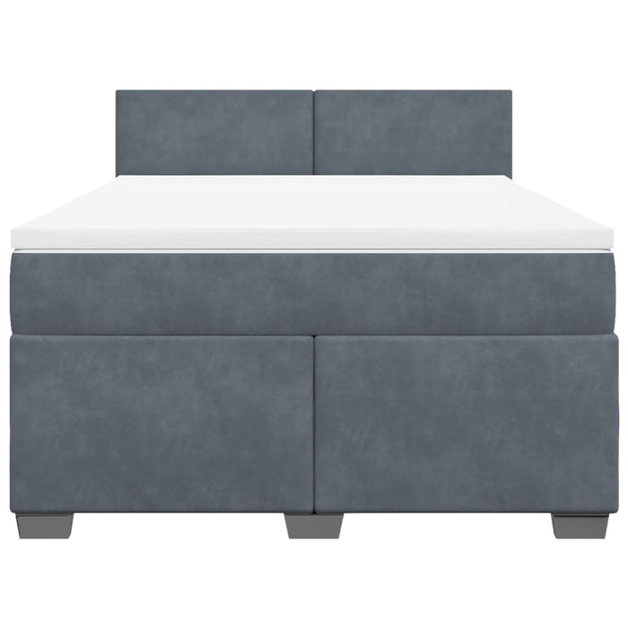 Pat box spring cu saltea, gri închis, 140x190 cm, catifea - WALTI WALTI