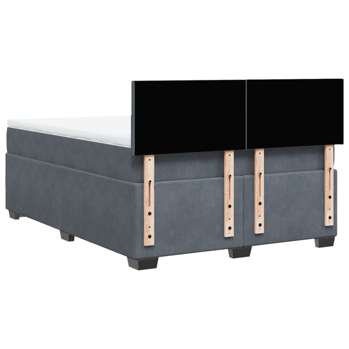 Pat box spring cu saltea, gri închis, 140x190 cm, catifea - WALTI WALTI