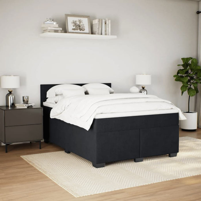 Pat box spring cu saltea, negru, 140x190 cm, catifea - WALTI WALTI