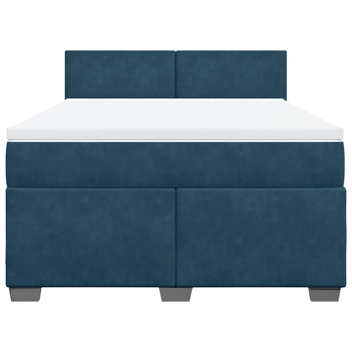 Pat box spring cu saltea, albastru închis, 140x190 cm, catifea - WALTI WALTI