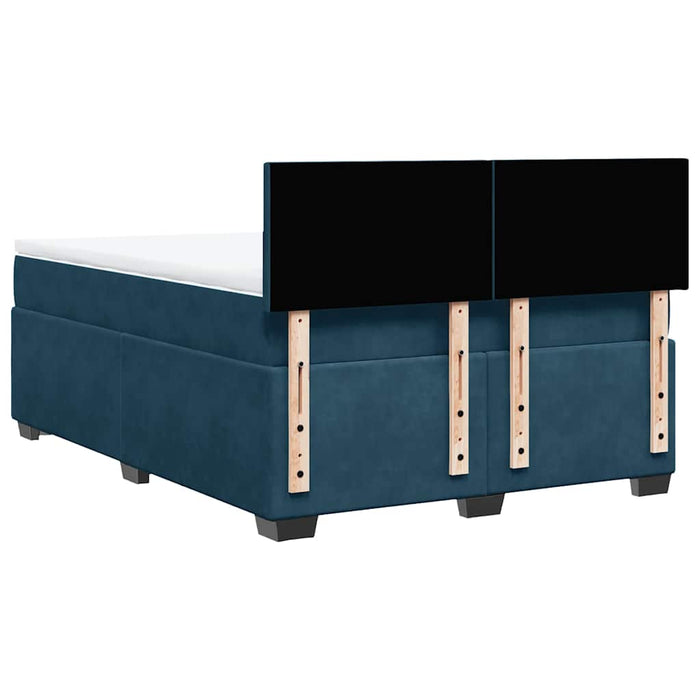 Pat box spring cu saltea, albastru închis, 140x190 cm, catifea - WALTI WALTI
