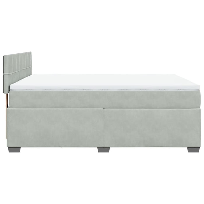 Pat box spring cu saltea, gri deschis, 140x190 cm, catifea - WALTI WALTI