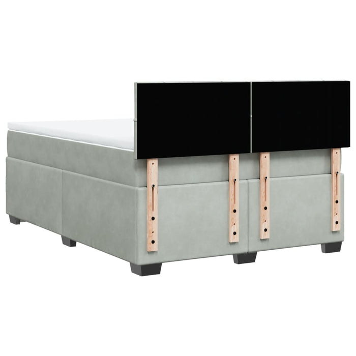 Pat box spring cu saltea, gri deschis, 140x190 cm, catifea - WALTI WALTI
