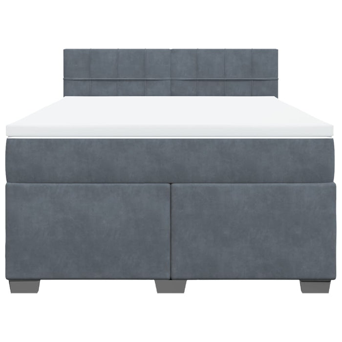 Pat box spring cu saltea, gri închis, 140x190 cm, catifea - WALTI WALTI