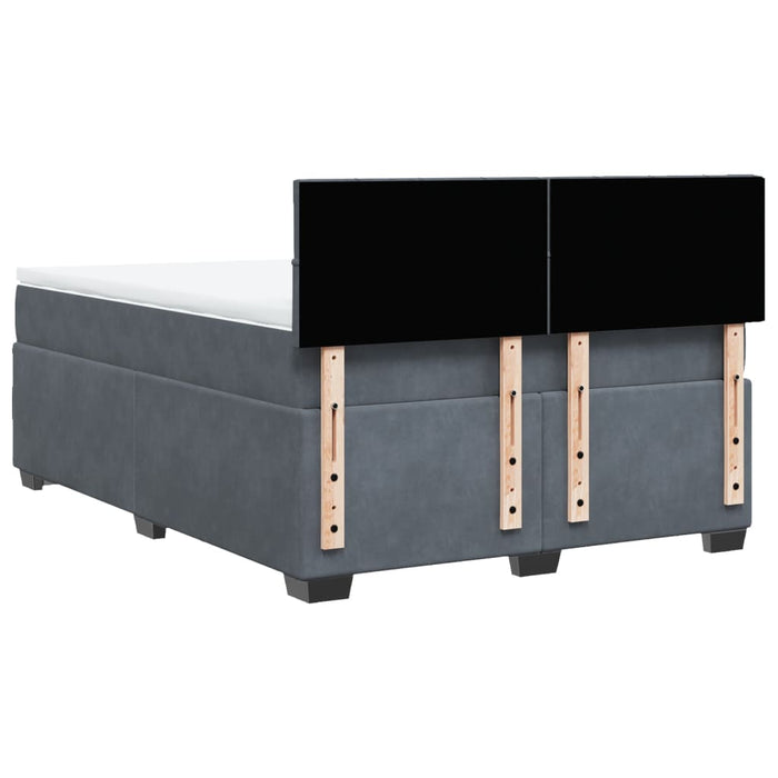 Pat box spring cu saltea, gri închis, 140x190 cm, catifea - WALTI WALTI