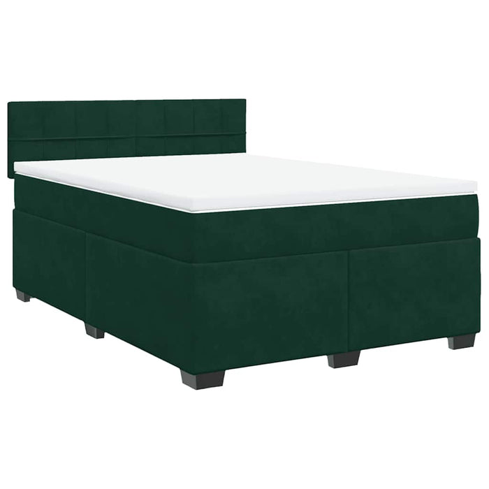 Pat box spring cu saltea, verde închis, 140x190 cm, catifea - WALTI WALTI