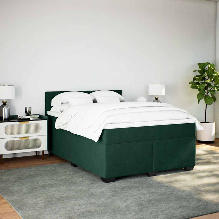 Pat box spring cu saltea, verde închis, 140x190 cm, catifea - WALTI WALTI