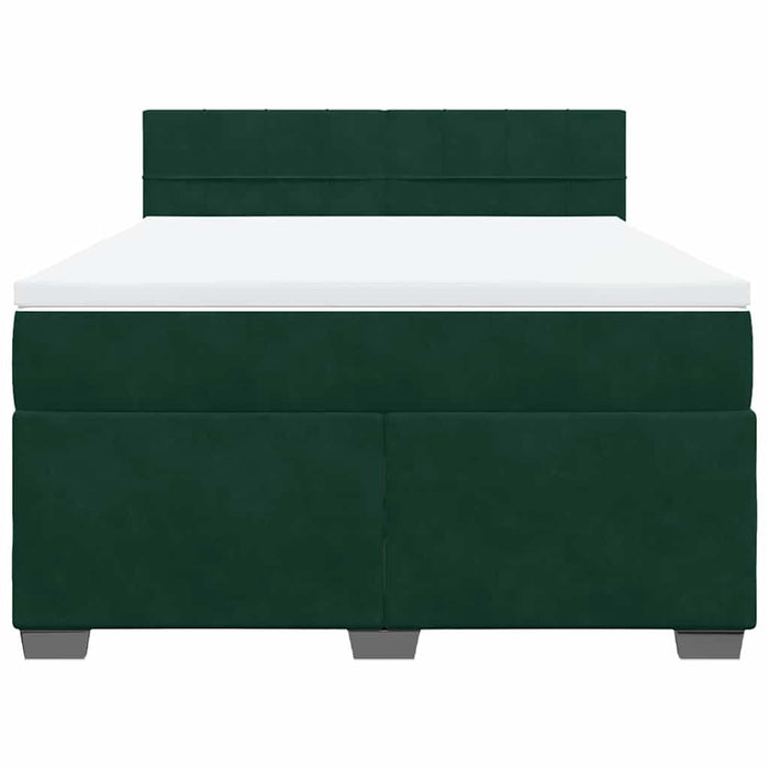 Pat box spring cu saltea, verde închis, 140x190 cm, catifea - WALTI WALTI