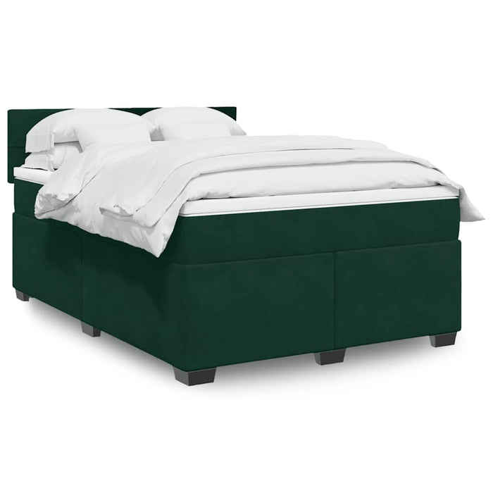 Pat box spring cu saltea, verde închis, 140x190 cm, catifea - WALTI WALTI