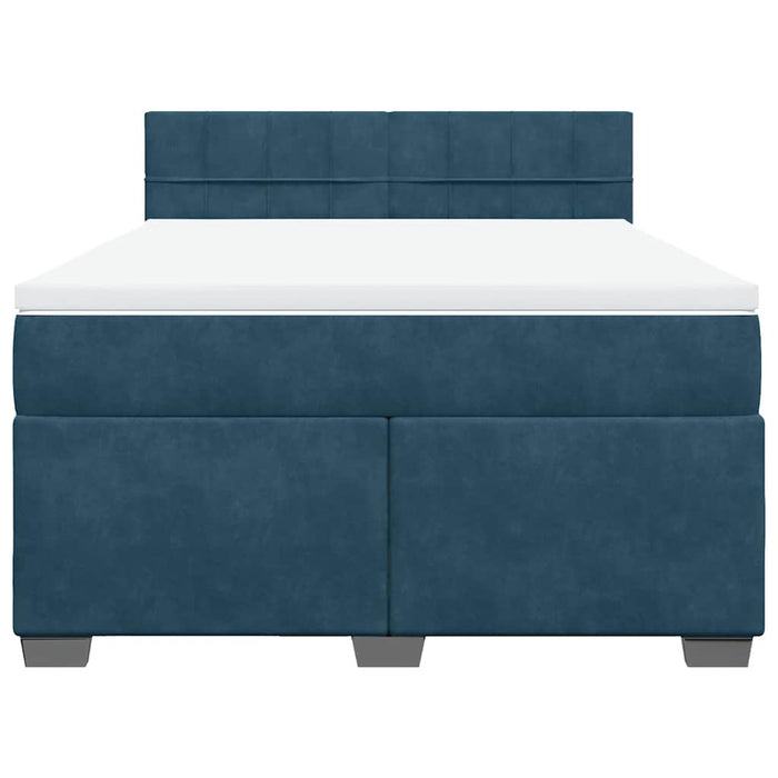 Pat box spring cu saltea, albastru închis, 140x190 cm, catifea - WALTI WALTI
