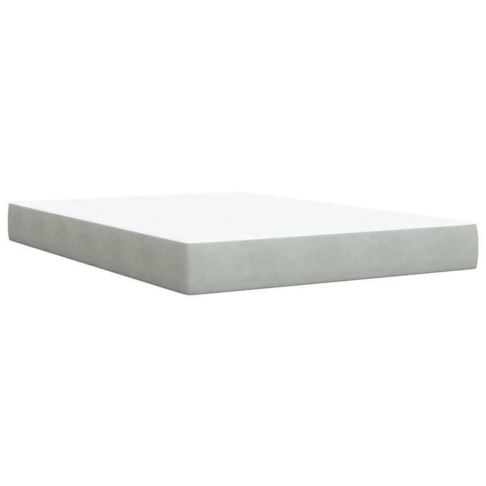 Pat box spring cu saltea, gri deschis, 140x190 cm, catifea - WALTI WALTI