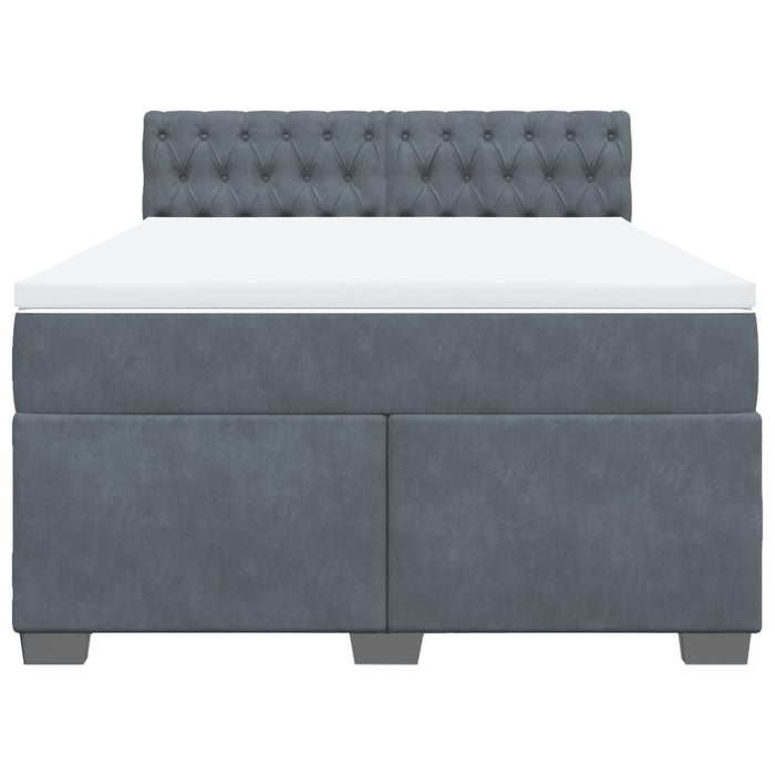 Pat box spring cu saltea, gri închis, 140x190 cm, catifea - WALTI WALTI