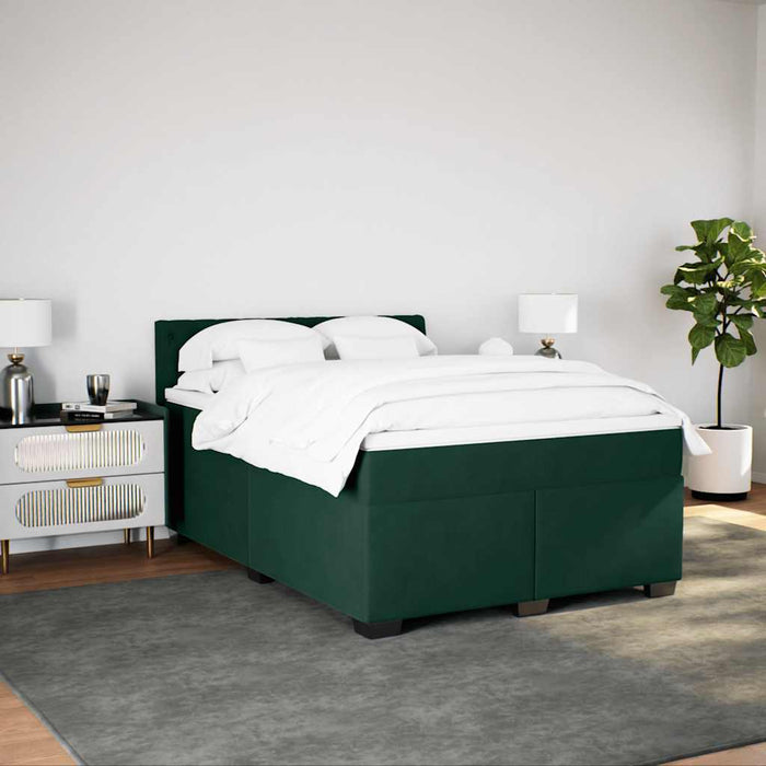 Pat box spring cu saltea, verde închis, 140x190 cm, catifea - WALTI WALTI