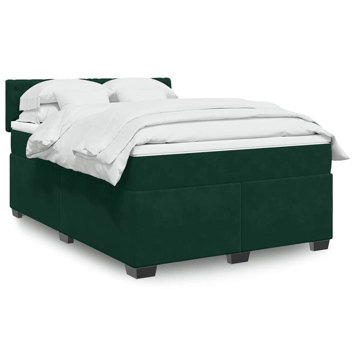 Pat box spring cu saltea, verde închis, 140x190 cm, catifea - WALTI WALTI