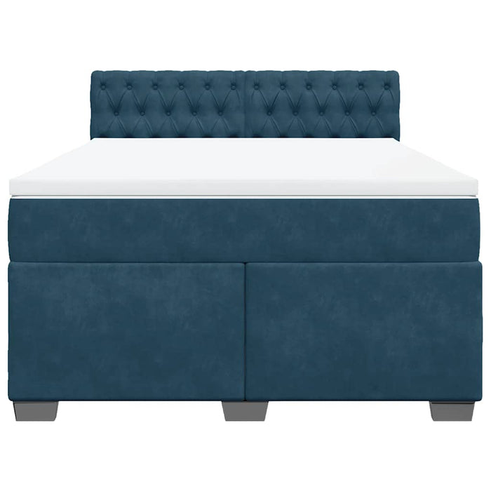 Pat box spring cu saltea, albastru închis, 140x190 cm, catifea - WALTI WALTI