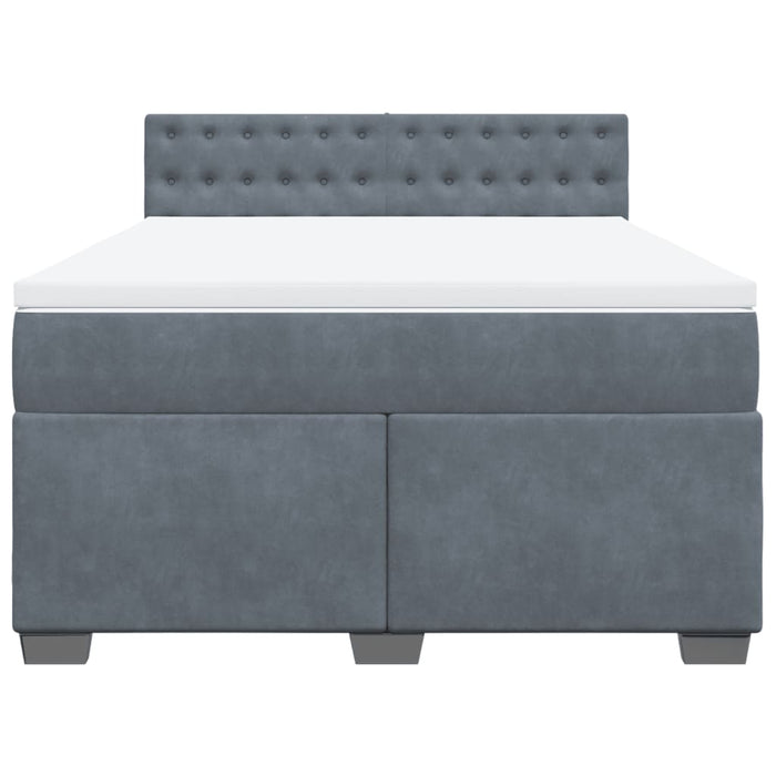 Pat box spring cu saltea, gri închis, 140x190 cm, catifea - WALTI WALTI