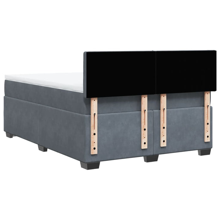 Pat box spring cu saltea, gri închis, 140x190 cm, catifea - WALTI WALTI