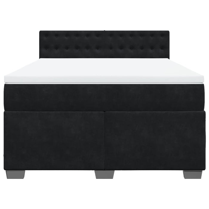 Pat box spring cu saltea, negru, 140x190 cm, catifea - WALTI WALTI
