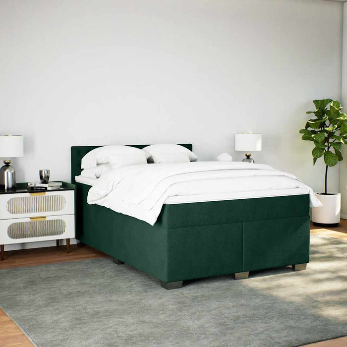 Pat box spring cu saltea, verde închis, 140x190 cm, catifea - WALTI WALTI
