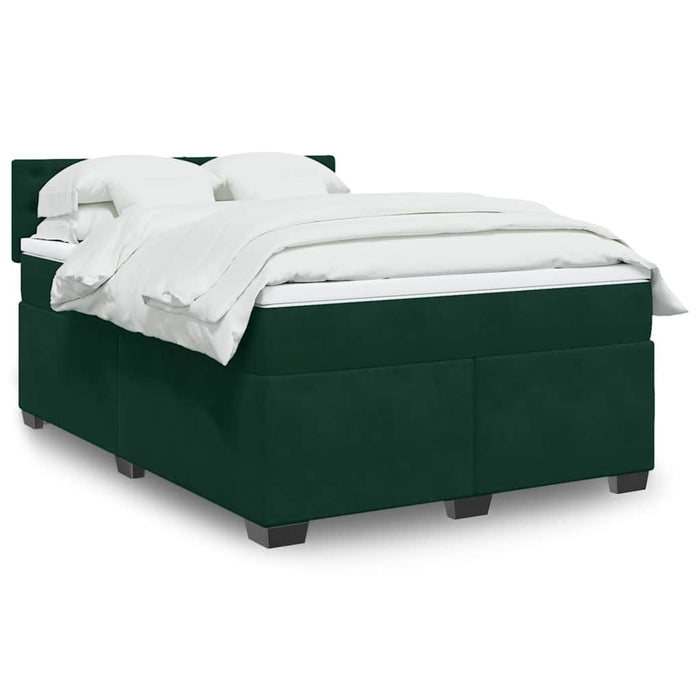 Pat box spring cu saltea, verde închis, 140x190 cm, catifea - WALTI WALTI
