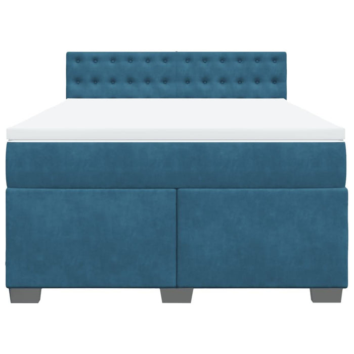 Pat box spring cu saltea, albastru închis, 140x190 cm, catifea - WALTI WALTI