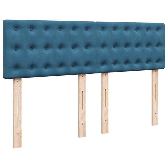 Pat box spring cu saltea, albastru închis, 140x190 cm, catifea - WALTI WALTI